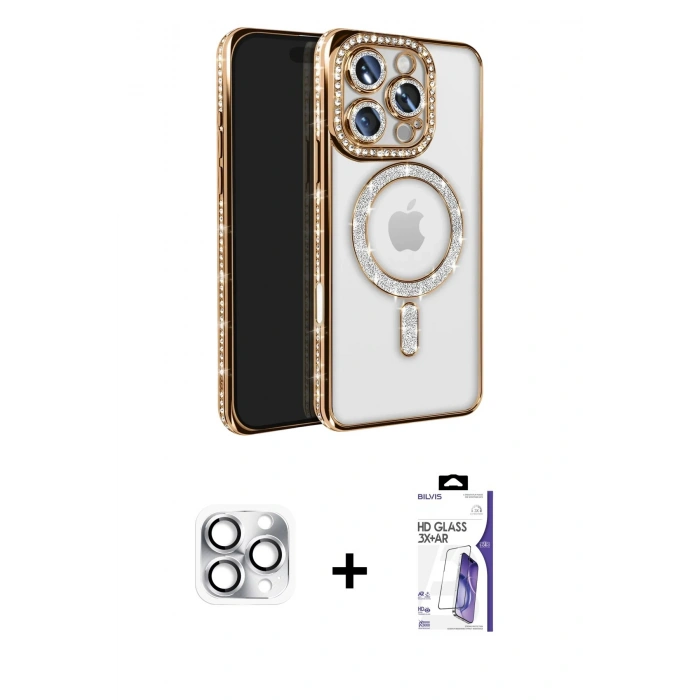 MARSİLYAN™- iPhone 16 Pro Max Kılıf Zirve Doku Prime - Siyah Bilvis 3X AR HD Cam Ekran Koruyucu + Pers Alüminyum Kamera Lens - GS