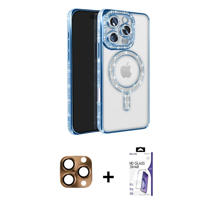 MARSİLYAN™- iPhone 16 Pro Max Kılıf Zirve Doku Prime - Siyah Bilvis 3X AR HD Cam Ekran Koruyucu + Pers Alüminyum Kamera Lens - CLTM