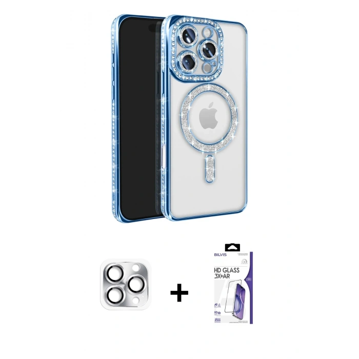 MARSİLYAN™- iPhone 16 Pro Max Kılıf Zirve Doku Prime - Siyah Bilvis 3X AR HD Cam Ekran Koruyucu + Pers Alüminyum Kamera Lens - GS