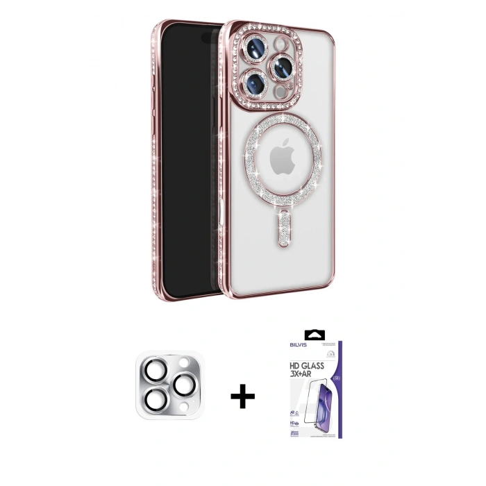 MARSİLYAN™- iPhone 16 Pro Max Kılıf Zirve Doku Prime - Siyah Bilvis 3X AR HD Cam Ekran Koruyucu + Pers Alüminyum Kamera Lens - GS