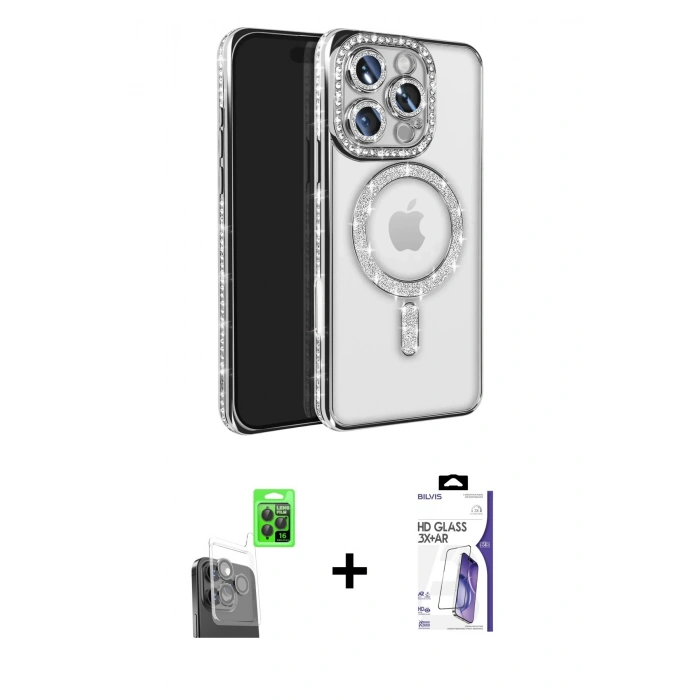 MARSİLYAN™- iPhone 16 Pro Max Kılıf Zirve Doku Prime - Siyah Bilvis 3X AR HD Cam Ekran Koruyucu + Raze Metal Kamera Lens - SH