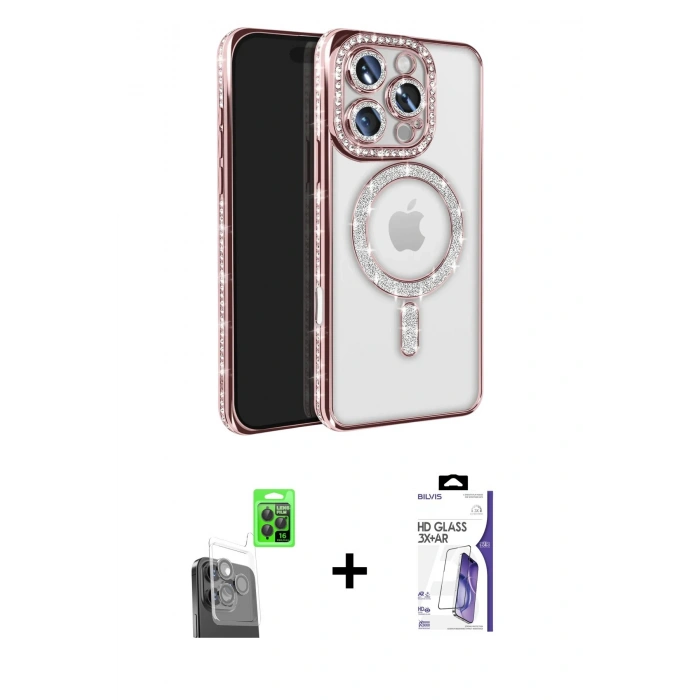 MARSİLYAN™- iPhone 16 Pro Max Kılıf Zirve Doku Prime - Siyah Bilvis 3X AR HD Cam Ekran Koruyucu + Raze Metal Kamera Lens - SH