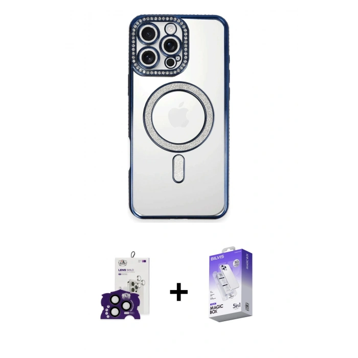 MARSİLYAN™- iPhone 16 Pro Max Kılıf Zirve Doku Prime - Siyah Bilvis 5in1 3D Magic Cam Ekran Koruyucu + Bilvis Titan Kamera Lens - SH
