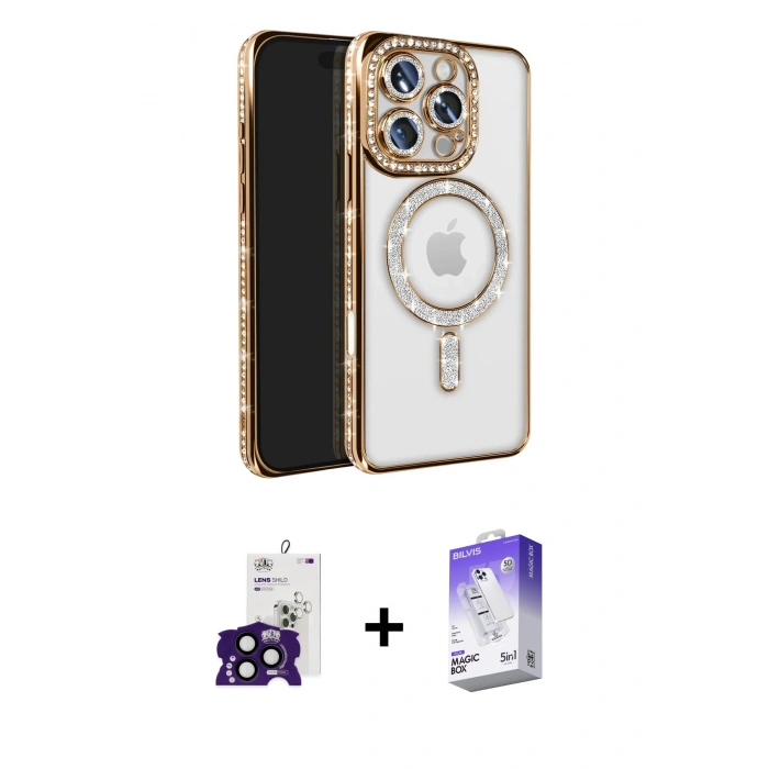 MARSİLYAN™- iPhone 16 Pro Max Kılıf Zirve Doku Prime - Siyah Bilvis 5in1 3D Magic Cam Ekran Koruyucu + Bilvis Titan Kamera Lens - SH