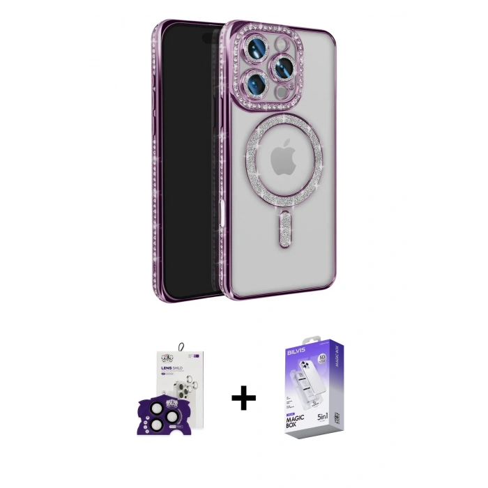 MARSİLYAN™- iPhone 16 Pro Max Kılıf Zirve Doku Prime - Siyah Bilvis 5in1 3D Magic Cam Ekran Koruyucu + Bilvis Titan Kamera Lens - SH