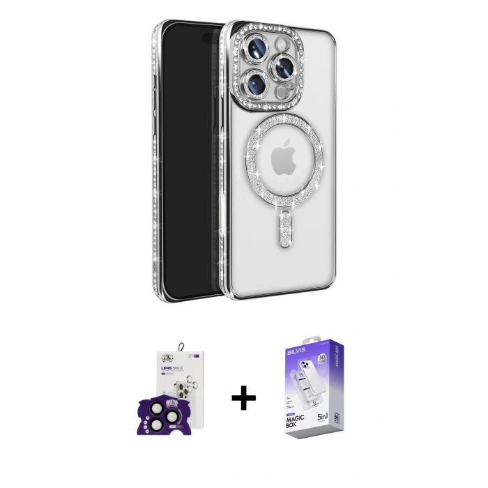 MARSİLYAN™- iPhone 16 Pro Max Kılıf Zirve Doku Prime - Siyah Bilvis 5in1 3D Magic Cam Ekran Koruyucu + Bilvis Titan Kamera Lens - SH