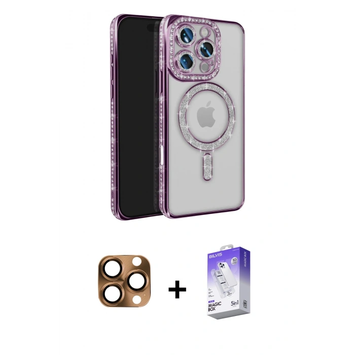 MARSİLYAN™- iPhone 16 Pro Max Kılıf Zirve Doku Prime - Siyah Bilvis 5in1 3D Magic Cam Ekran Koruyucu + Pers Alüminyum Kamera Lens - CLTM