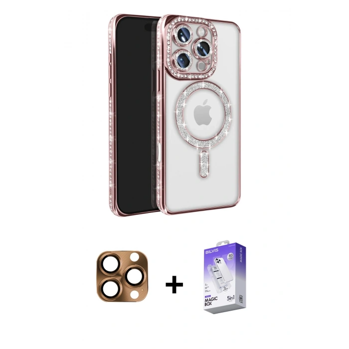 MARSİLYAN™- iPhone 16 Pro Max Kılıf Zirve Doku Prime - Siyah Bilvis 5in1 3D Magic Cam Ekran Koruyucu + Pers Alüminyum Kamera Lens - CLTM