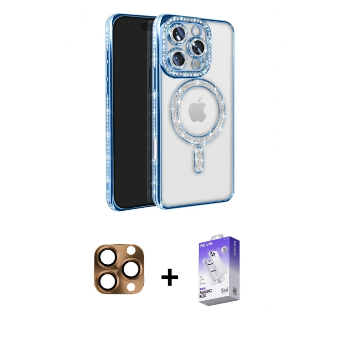 MARSİLYAN™- iPhone 16 Pro Max Kılıf Zirve Doku Prime - Siyah Bilvis 5in1 3D Magic Cam Ekran Koruyucu + Pers Alüminyum Kamera Lens - CLTM