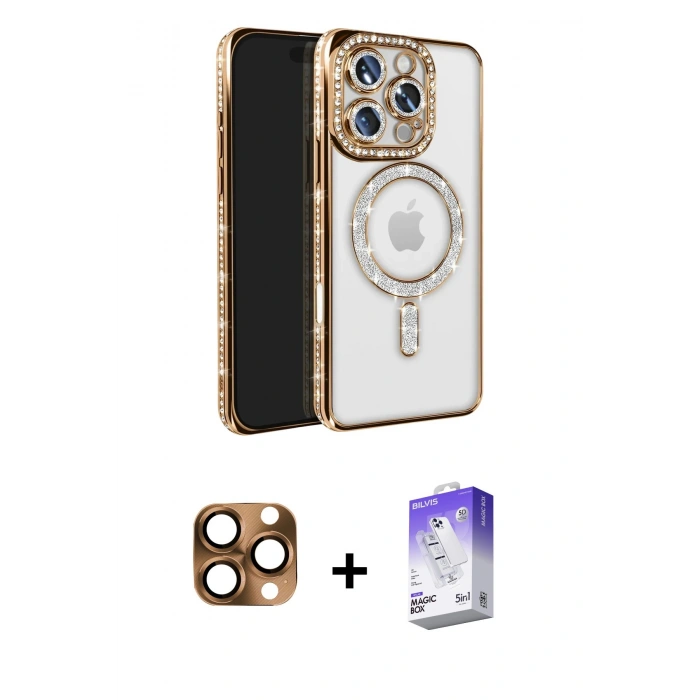 MARSİLYAN™- iPhone 16 Pro Max Kılıf Zirve Doku Prime - Siyah Bilvis 5in1 3D Magic Cam Ekran Koruyucu + Pers Alüminyum Kamera Lens - CLTM