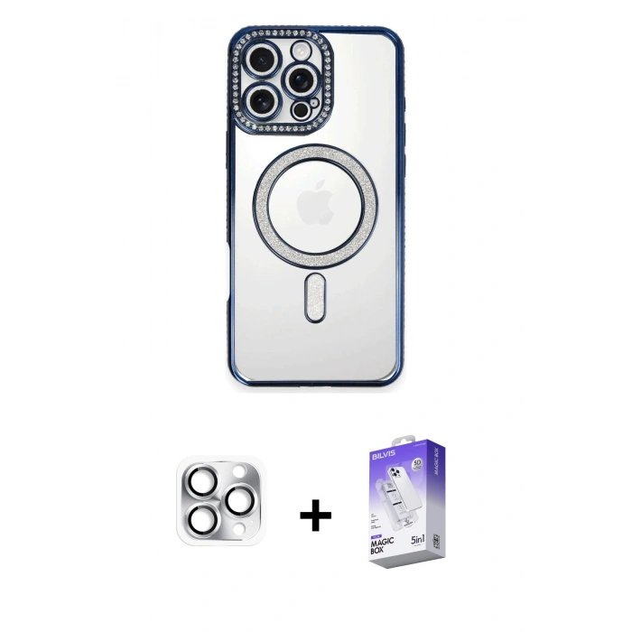 MARSİLYAN™- iPhone 16 Pro Max Kılıf Zirve Doku Prime - Siyah Bilvis 5in1 3D Magic Cam Ekran Koruyucu + Pers Alüminyum Kamera Lens - GS