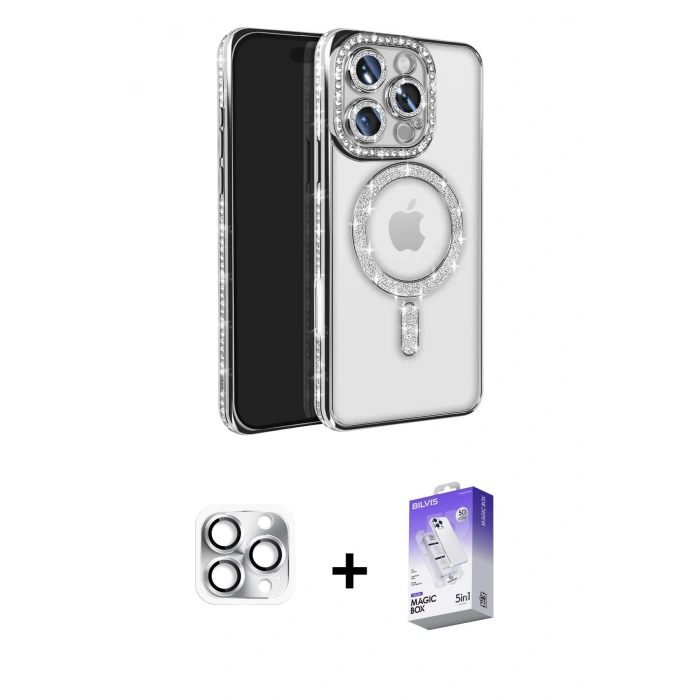 MARSİLYAN™- iPhone 16 Pro Max Kılıf Zirve Doku Prime - Siyah Bilvis 5in1 3D Magic Cam Ekran Koruyucu + Pers Alüminyum Kamera Lens - GS