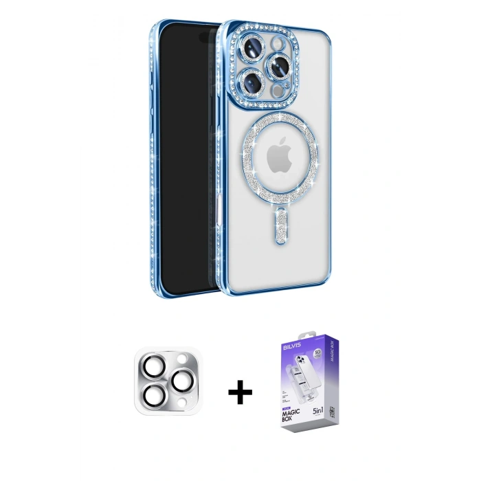 MARSİLYAN™- iPhone 16 Pro Max Kılıf Zirve Doku Prime - Siyah Bilvis 5in1 3D Magic Cam Ekran Koruyucu + Pers Alüminyum Kamera Lens - GS