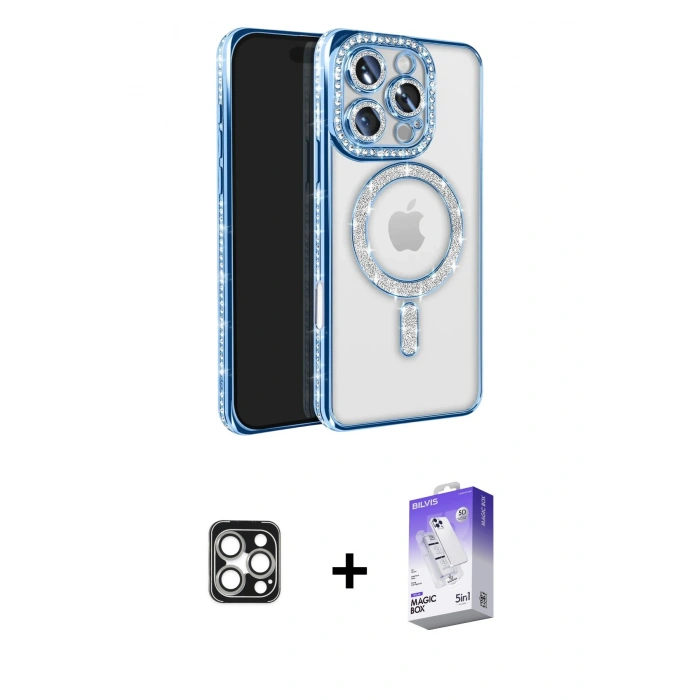 MARSİLYAN™- iPhone 16 Pro Max Kılıf Zirve Doku Prime - Siyah Bilvis 5in1 3D Magic Cam Ekran Koruyucu + PVD Metal Kamera Lens - GS