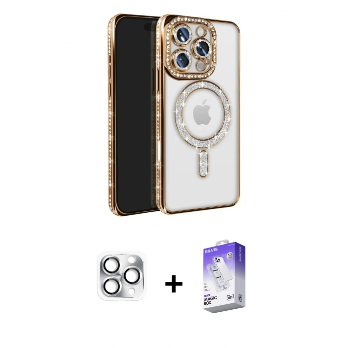 MARSİLYAN™- iPhone 16 Pro Max Kılıf Zirve Doku Prime - Siyah Bilvis 5in1 3D Magic Cam Ekran Koruyucu + Pers Alüminyum Kamera Lens - GS