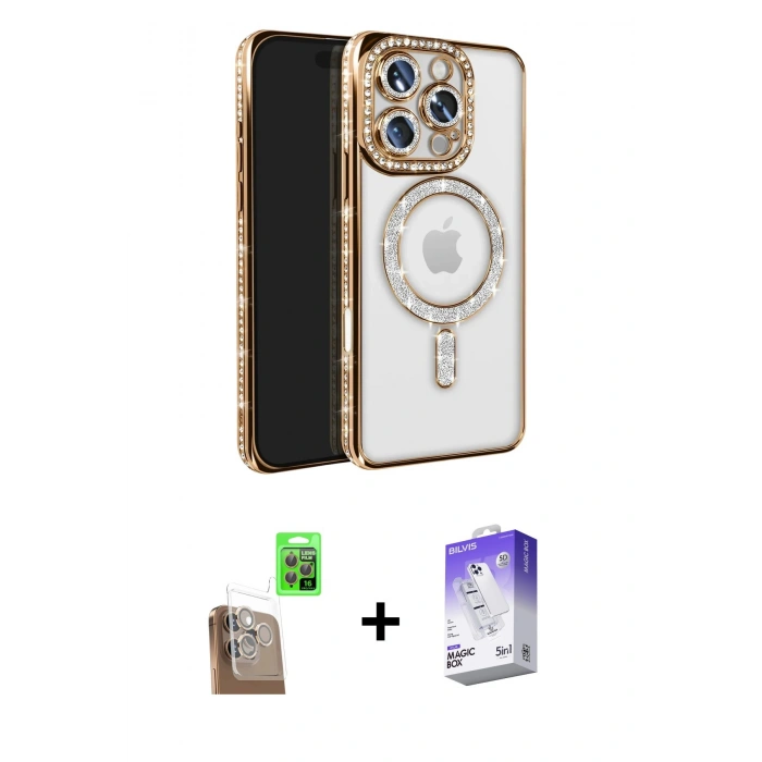 MARSİLYAN™- iPhone 16 Pro Max Kılıf Zirve Doku Prime - Siyah Bilvis 5in1 3D Magic Cam Ekran Koruyucu + Raze Metal Kamera Lens - CLTM