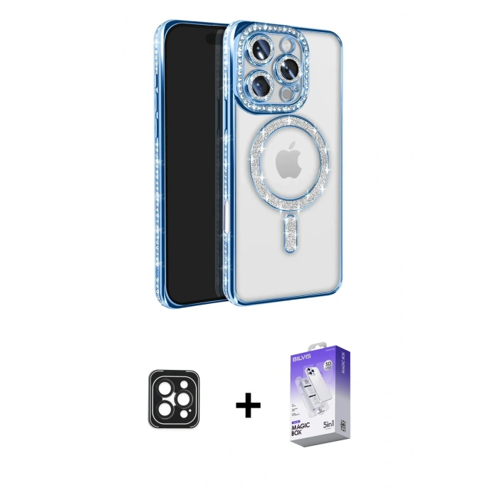 MARSİLYAN™- iPhone 16 Pro Max Kılıf Zirve Doku Prime - Siyah Bilvis 5in1 3D Magic Cam Ekran Koruyucu + PVD Metal Kamera Lens - SH