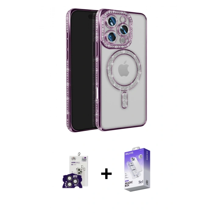 MARSİLYAN™- iPhone 16 Pro Max Kılıf Zirve Doku Prime - Siyah Bilvis 5in1 3D Magic Cam Ekran Koruyucu + Bilvis Titan Kamera Lens - TMGI