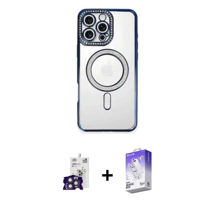 MARSİLYAN™- iPhone 16 Pro Max Kılıf Zirve Doku Prime - Siyah Bilvis 5in1 3D Magic Cam Ekran Koruyucu + Bilvis Titan Kamera Lens - TMGI
