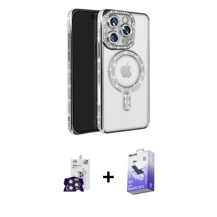MARSİLYAN™- iPhone 16 Pro Max Kılıf Zirve Doku Prime - Siyah Bilvis 5in1 5D Magic Hayalet Cam Ekran Koruyucu + Bilvis Titan Kamera Lens - TMGI
