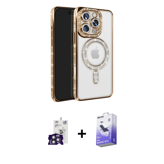 MARSİLYAN™- iPhone 16 Pro Max Kılıf Zirve Doku Prime - Siyah Bilvis 5in1 5D Magic Hayalet Cam Ekran Koruyucu + Bilvis Titan Kamera Lens - TMGI