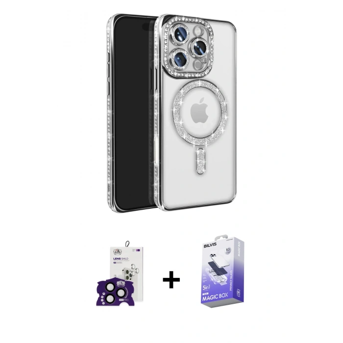 MARSİLYAN™- iPhone 16 Pro Max Kılıf Zirve Doku Prime - Siyah Bilvis 5in1 5D Magic Hayalet Cam Ekran Koruyucu + Siyah Bilvis Titan Kamera Lens