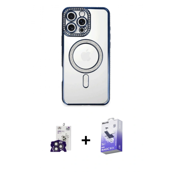 MARSİLYAN™- iPhone 16 Pro Max Kılıf Zirve Doku Prime - Siyah Bilvis 5in1 5D Magic Hayalet Cam Ekran Koruyucu + Bilvis Titan Kamera Lens - TMGI