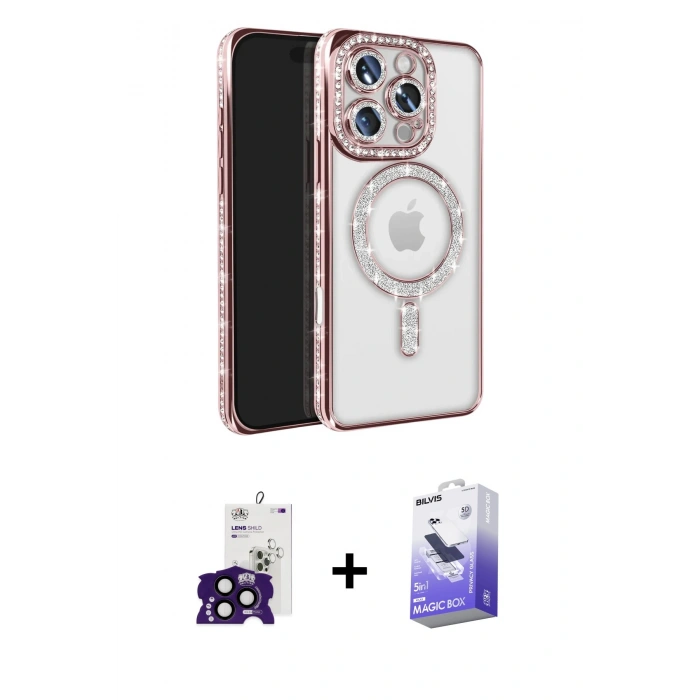 MARSİLYAN™- iPhone 16 Pro Max Kılıf Zirve Doku Prime - Siyah Bilvis 5in1 5D Magic Hayalet Cam Ekran Koruyucu + Siyah Bilvis Titan Kamera Lens