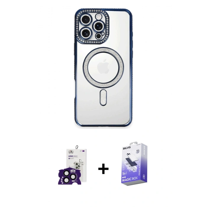 MARSİLYAN™- iPhone 16 Pro Max Kılıf Zirve Doku Prime - Siyah Bilvis 5in1 5D Magic Hayalet Cam Ekran Koruyucu + Siyah Bilvis Titan Kamera Lens