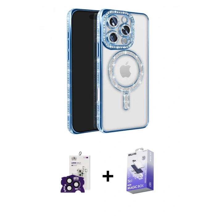 MARSİLYAN™- iPhone 16 Pro Max Kılıf Zirve Doku Prime - Siyah Bilvis 5in1 5D Magic Hayalet Cam Ekran Koruyucu + Siyah Bilvis Titan Kamera Lens