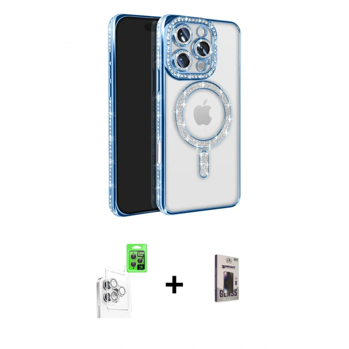 MARSİLYAN™- iPhone 16 Pro Max Kılıf Zirve Doku Prime - Siyah Bilvis Hayalet Cam Ekran Koruyucu + Raze Metal Kamera Lens - BZ