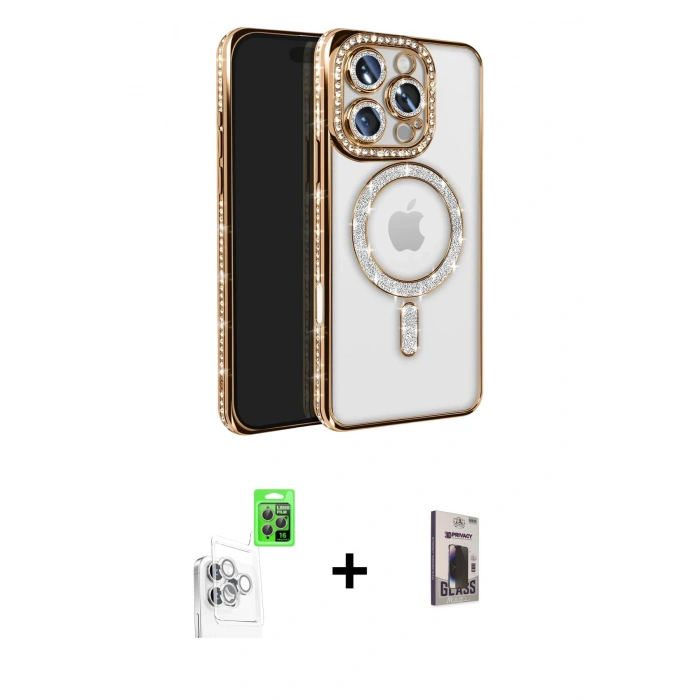 MARSİLYAN™- iPhone 16 Pro Max Kılıf Zirve Doku Prime - Siyah Bilvis Hayalet Cam Ekran Koruyucu + Raze Metal Kamera Lens - BZ