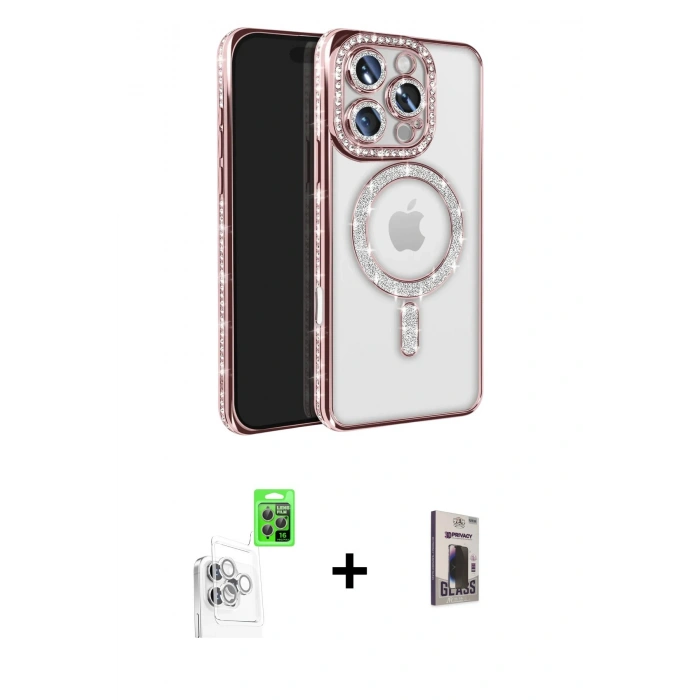MARSİLYAN™- iPhone 16 Pro Max Kılıf Zirve Doku Prime - Siyah Bilvis Hayalet Cam Ekran Koruyucu + Raze Metal Kamera Lens - BZ