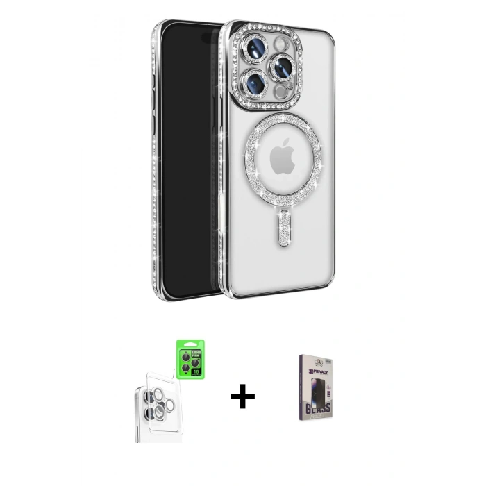MARSİLYAN™- iPhone 16 Pro Max Kılıf Zirve Doku Prime - Siyah Bilvis Hayalet Cam Ekran Koruyucu + Raze Metal Kamera Lens - BZ