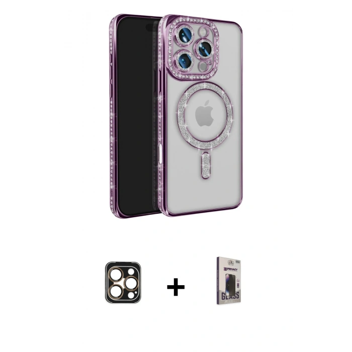 MARSİLYAN™- iPhone 16 Pro Max Kılıf Zirve Doku Prime - Siyah Bilvis Hayalet Cam Ekran Koruyucu + PVD Metal Kamera Lens - GD