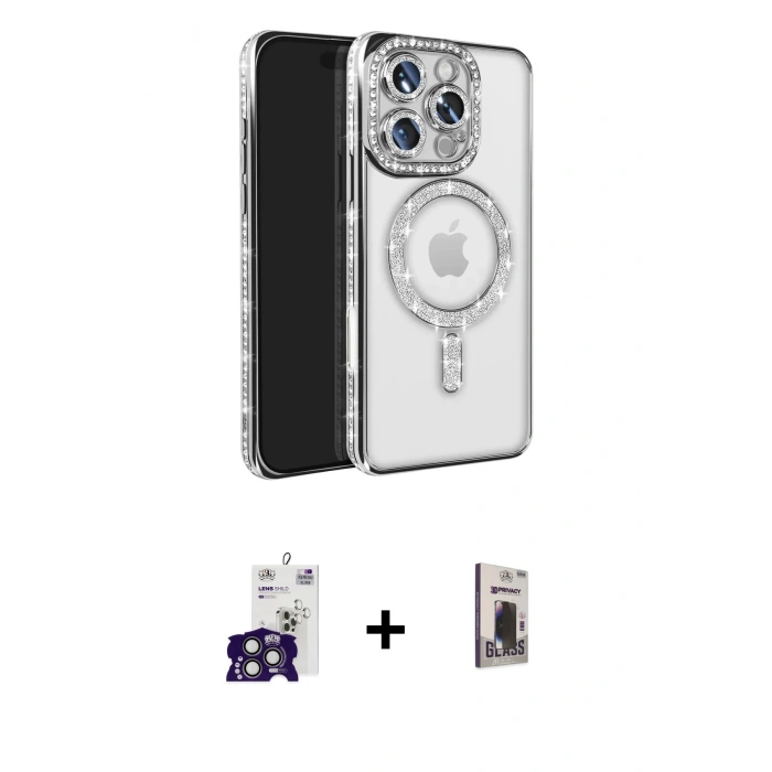 MARSİLYAN™- iPhone 16 Pro Max Kılıf Zirve Doku Prime - Siyah Bilvis Hayalet Cam Ekran Koruyucu + Bilvis Titan Kamera Lens - TMGI