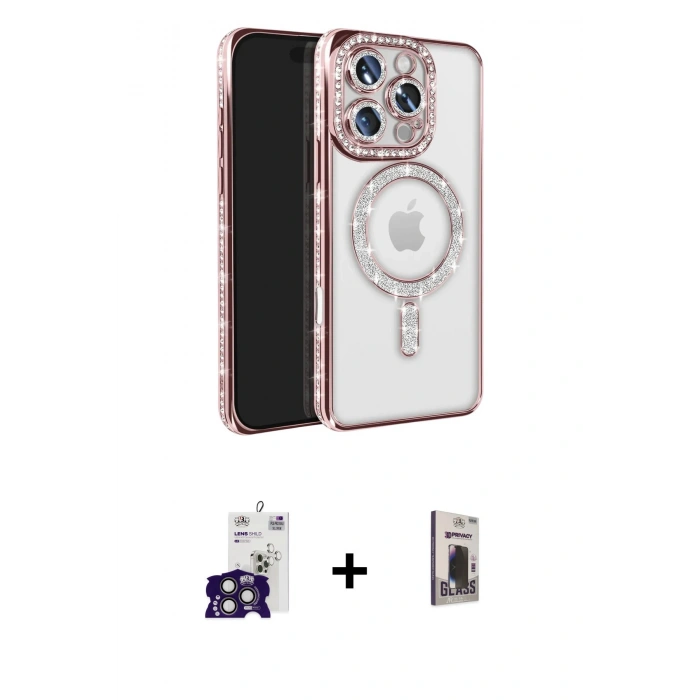MARSİLYAN™- iPhone 16 Pro Max Kılıf Zirve Doku Prime - Siyah Bilvis Hayalet Cam Ekran Koruyucu + Bilvis Titan Kamera Lens - TMGI