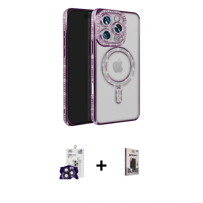 MARSİLYAN™- iPhone 16 Pro Max Kılıf Zirve Doku Prime - Siyah Bilvis Hayalet Cam Ekran Koruyucu + Bilvis Titan Kamera Lens - TMGI