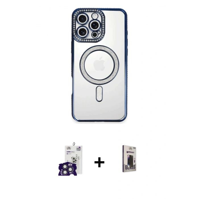 MARSİLYAN™- iPhone 16 Pro Max Kılıf Zirve Doku Prime - Siyah Bilvis Hayalet Cam Ekran Koruyucu + Bilvis Titan Kamera Lens - TMGI