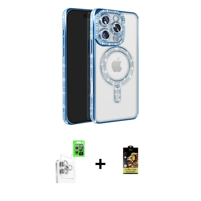 MARSİLYAN™- iPhone 16 Pro Max Kılıf Zirve Doku Prime - Siyah Buffer Cam Ekran Koruyucu + Raze Metal Kamera Lens - BZ