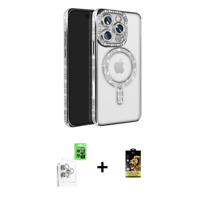 MARSİLYAN™- iPhone 16 Pro Max Kılıf Zirve Doku Prime - Siyah Buffer Cam Ekran Koruyucu + Raze Metal Kamera Lens - BZ