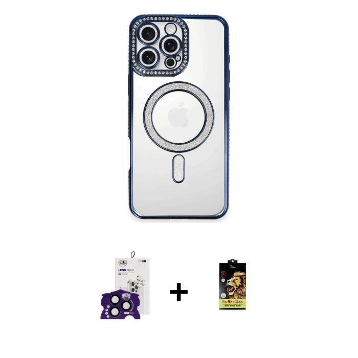 MARSİLYAN™- iPhone 16 Pro Max Kılıf Zirve Doku Prime - Siyah Buffer Cam Ekran Koruyucu + Bilvis Titan Kamera Lens - SH