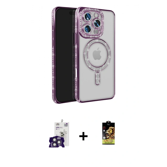 MARSİLYAN™- iPhone 16 Pro Max Kılıf Zirve Doku Prime - Siyah Buffer Cam Ekran Koruyucu + Bilvis Titan Kamera Lens - TMGI