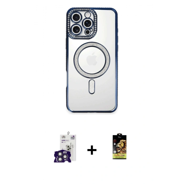 MARSİLYAN™- iPhone 16 Pro Max Kılıf Zirve Doku Prime - Siyah Buffer Cam Ekran Koruyucu + Bilvis Titan Kamera Lens - TMGI
