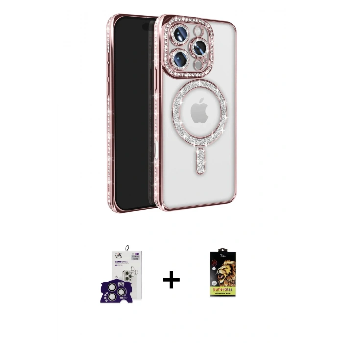 MARSİLYAN™- iPhone 16 Pro Max Kılıf Zirve Doku Prime - Siyah Buffer Cam Ekran Koruyucu + Bilvis Titan Kamera Lens - TMGI