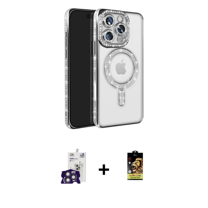 MARSİLYAN™- iPhone 16 Pro Max Kılıf Zirve Doku Prime - Siyah Buffer Cam Ekran Koruyucu + Bilvis Titan Kamera Lens - TMGI