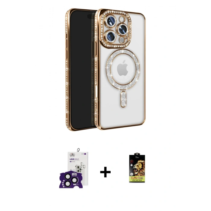 MARSİLYAN™- iPhone 16 Pro Max Kılıf Zirve Doku Prime - Siyah Buffer Cam Ekran Koruyucu + Bilvis Titan Kamera Lens - SH