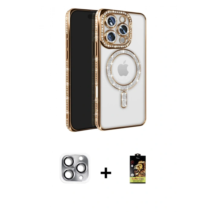 MARSİLYAN™- iPhone 16 Pro Max Kılıf Zirve Doku Prime - Siyah Buffer Cam Ekran Koruyucu + Pers Alüminyum Kamera Lens - GI