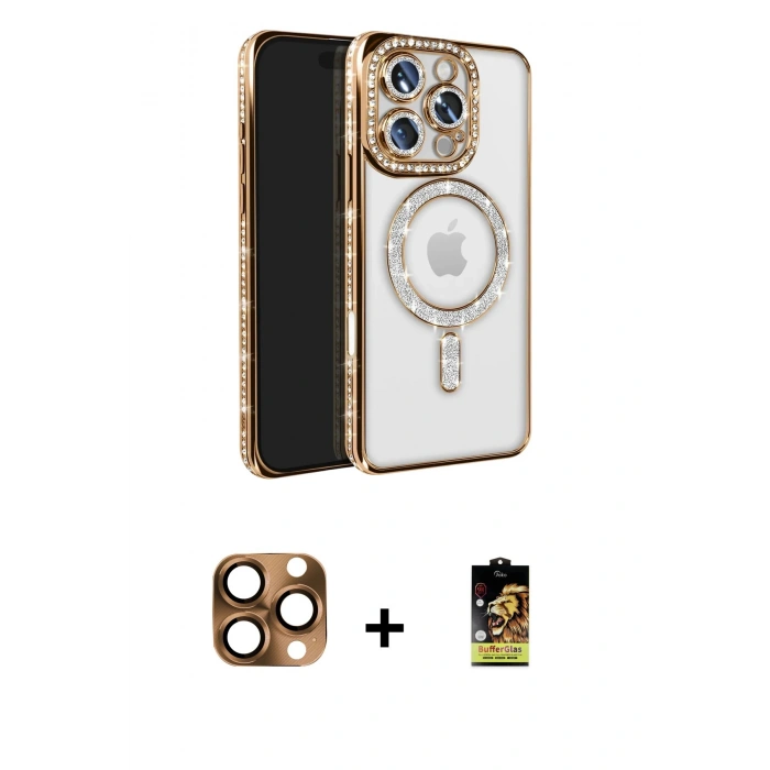 MARSİLYAN™- iPhone 16 Pro Max Kılıf Zirve Doku Prime - Siyah Buffer Cam Ekran Koruyucu + Pers Alüminyum Kamera Lens - CLTM