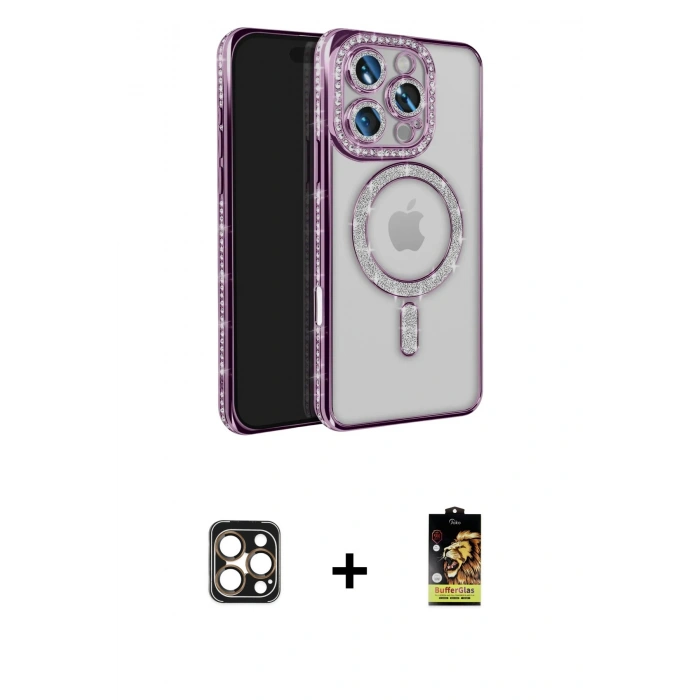 MARSİLYAN™- iPhone 16 Pro Max Kılıf Zirve Doku Prime - Siyah Buffer Cam Ekran Koruyucu + PVD Metal Kamera Lens - GD